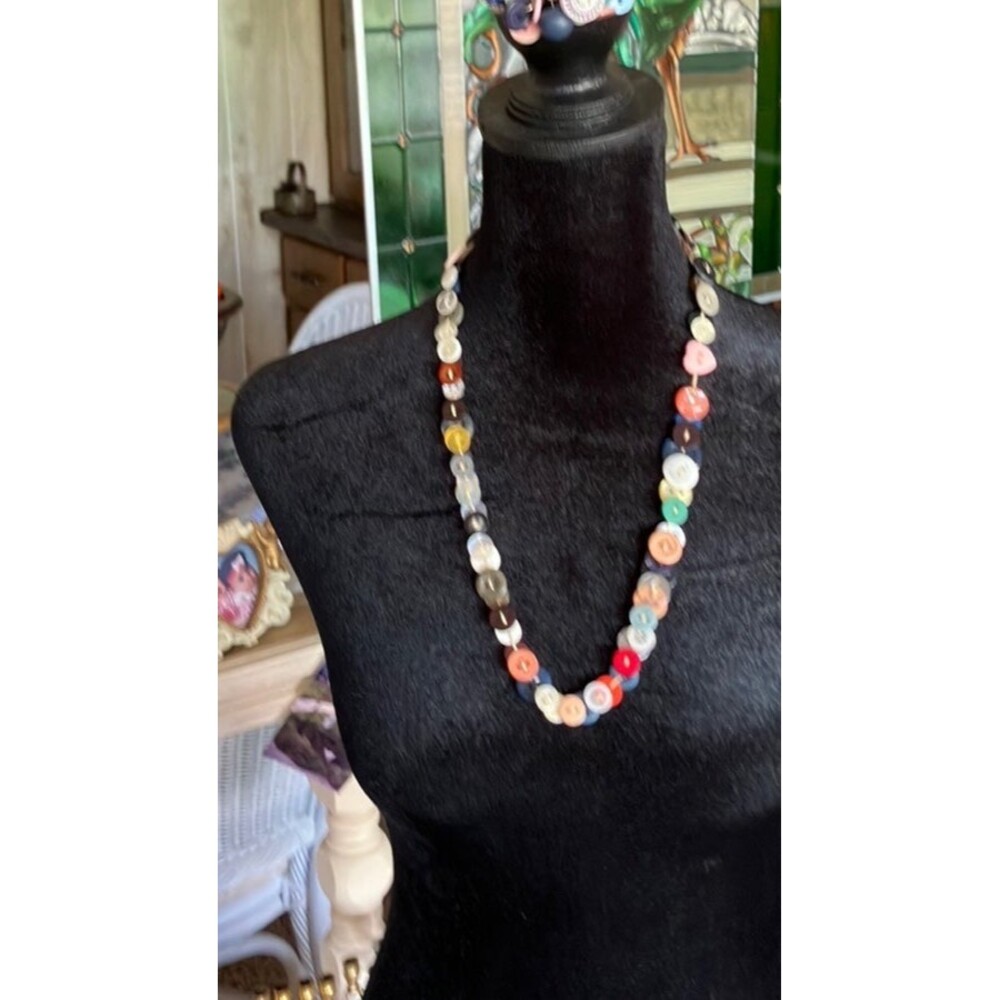 Vintage Paris Button Jewelry Necklace & Bracelet RARE Lot